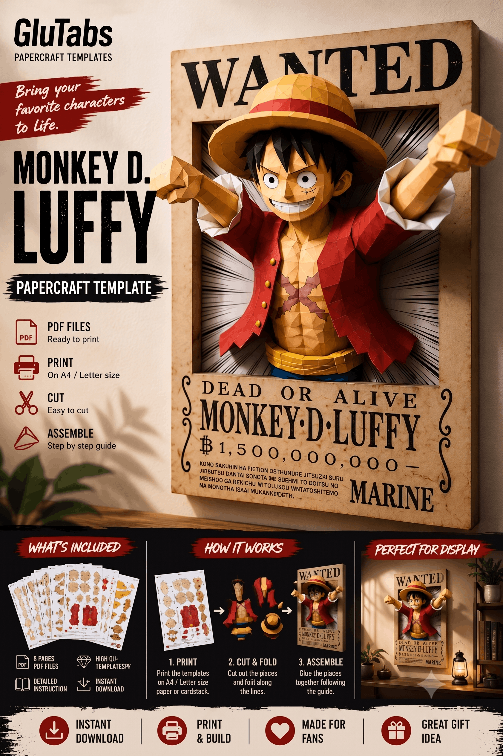 Monkey D Luffy PaperCraft Template